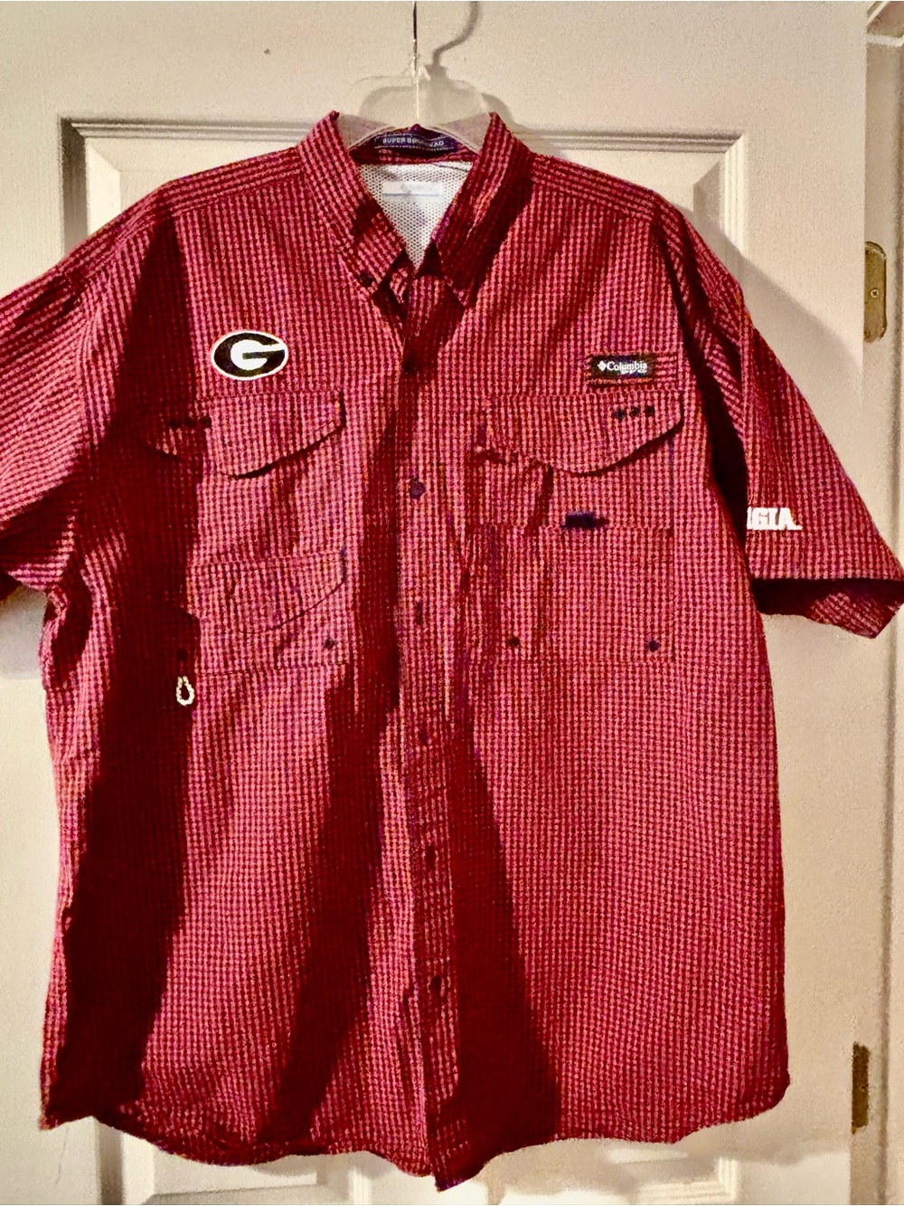 Columbia Super Bonehead Men's Red\Black Check Short-Sleeve Button-Up Shirt